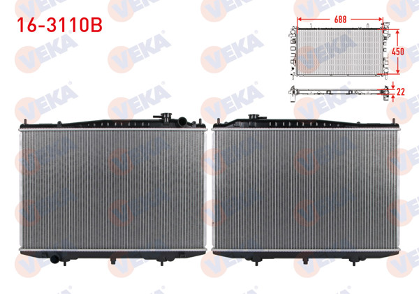 VEKA 16-3110B | Su Radyatörü Brazing Nissan Pick Up (D22) 2.5 TD (Td25tı) M-T 1998 -
