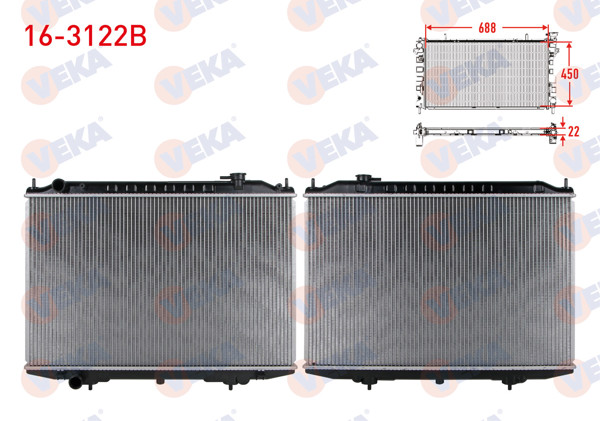VEKA 16-3122B | Su Radyatörü Brazing Nissan Pick Up (D22) 2.5 Dı M-T 2005 -