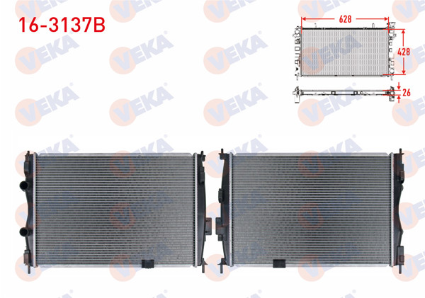 VEKA 16-3137B | Su Radyatörü Brazıng Nıssan Qashqai (J10) 2.0 DCI A-T / M-T Ac + /-2007-2014