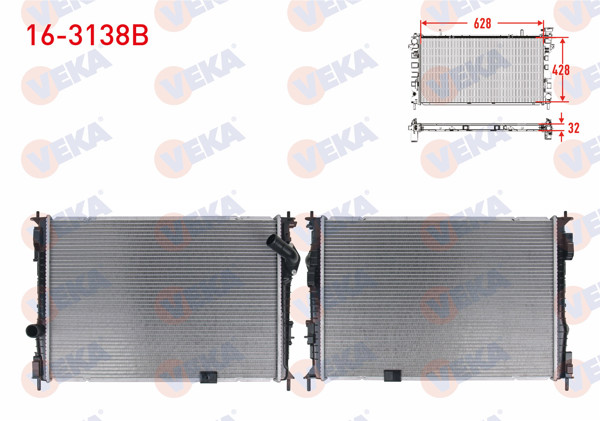 VEKA 16-3138B | Su Radyatörü Brazıng Nıssan Qashqai (J10) 1.6 DCI A-T / M-T Ac + /-2007-2014