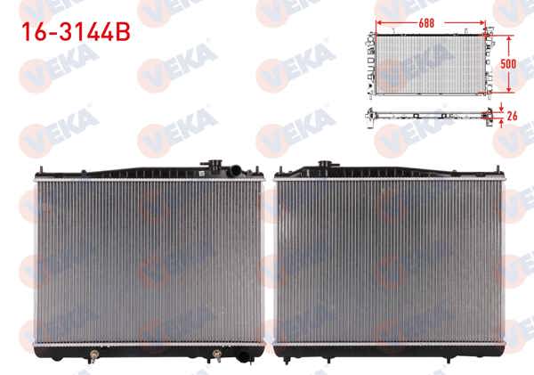 VEKA 16-3144B | Su Radyatörü Brazing (Sagdan Çıkış) Nıssan Pathfinder (R50) 3.3İ V6 A-T / M-T Ac + /-1995-2005