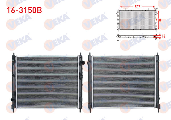 VEKA 16-3150B | Su Radyatörü Brazıng Nıssan Juke 1.5 DCI M-T 2014 -