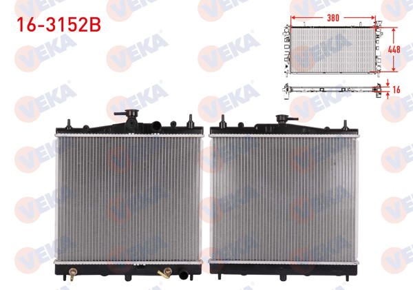 VEKA 16-3152B | Su Radyatörü Brazing Nissan Note (E11) 1.6 2006-2013 / Tııda (C11) 1.6 2007-2012 / Micra (K12) 1.2-1.4 2003-2010
