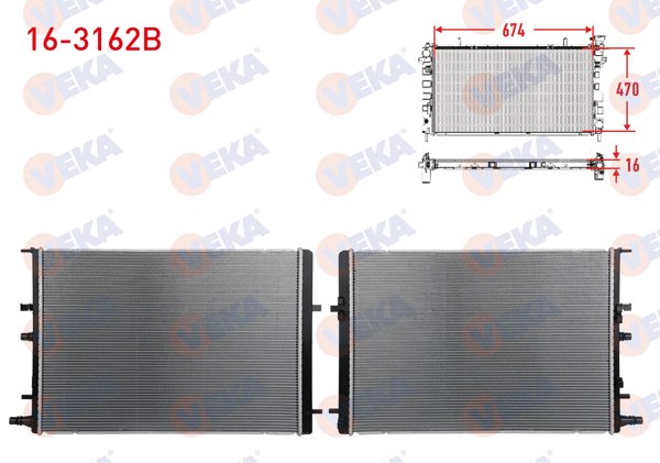 VEKA 16-3162B | Su Radyatörü Brazing Nissan Qashqai 1.5 DCI 2018-/ Renault Kadjar 1.5 Bluedci 2018 -