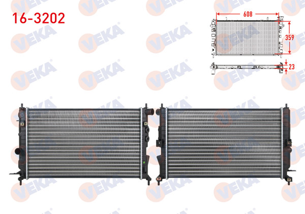 VEKA 16-3202 | Su Radyatörü Mekanik Opel Vectra B 1.6İ M-T 1995-2003