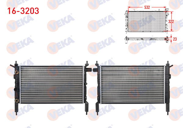 VEKA 16-3203 | Su Radyatörü Mekanik Opel Astra F 1.4İ A-T 1991-1998
