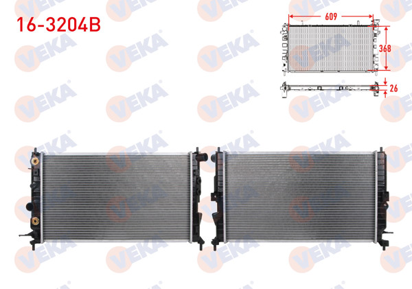 VEKA 16-3204B | Su Radyatörü Brazing Opel Vectra B 1.6İ A-T 1995-2003