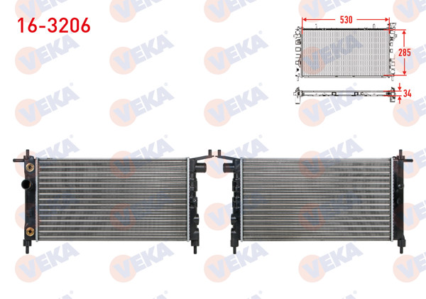 VEKA 16-3206 | Su Radyatörü Mekanik Opel Corsa B 1.2İ A-T 1993-2000