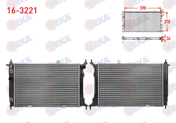 VEKA 16-3221 | Su Radyatörü Mekanik Opel Astra F 1.4İ A-T 1991-1998