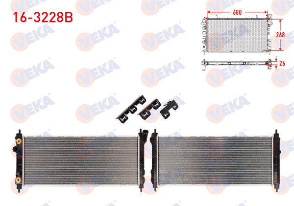 VEKA 16-3228B | Su Radyatörü Brazing Opel Corsa B 1.2I A-T 1993-2000