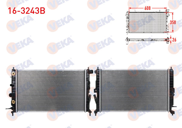VEKA 16-3243B | Su Radyatörü Brazing Opel Vectra B 2.5 V6 A-T 1995-2003