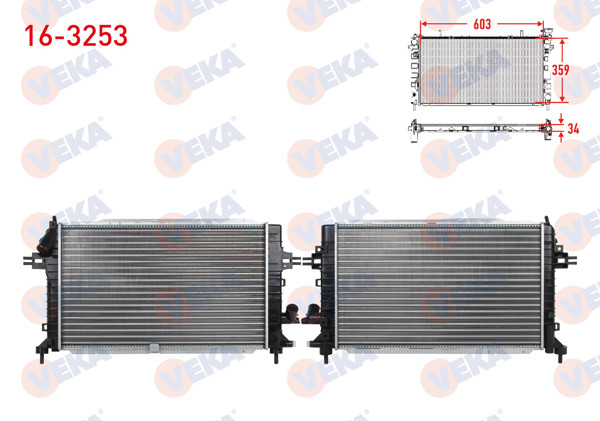 VEKA 16-3253 | Su Radyatörü Mekanik Opel Astra H 1.3 CDTI M-T Ac + /-2004-2010