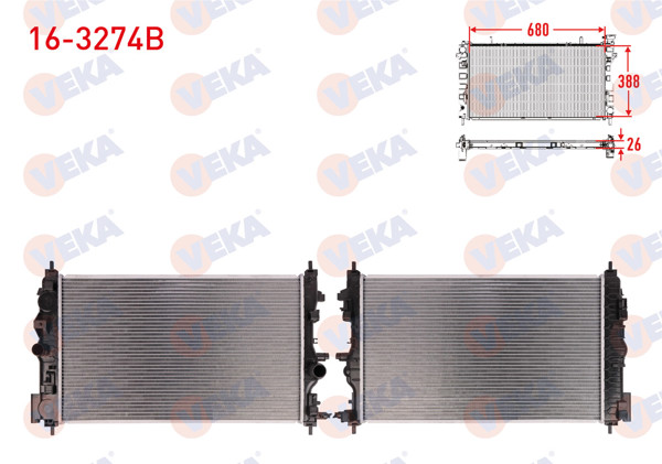 VEKA 16-3274B | Su Radyatörü Brazing Opel Astra J 1.6 CDTI M-T Ac + /-2009-2016