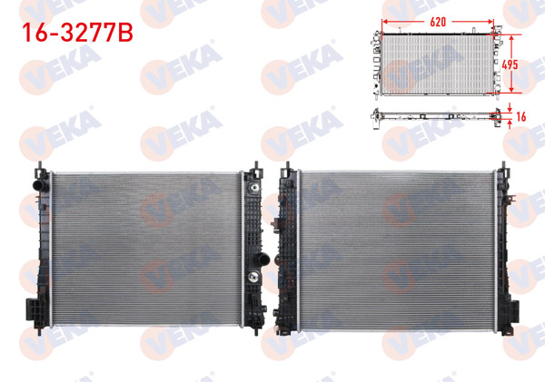 VEKA 16-3277B | Su Radyatörü Brazing Opel Mokka 1.4-1.6 CDTI 2012-/ Mokka X 1.4-1.6 CDTI 2012 -