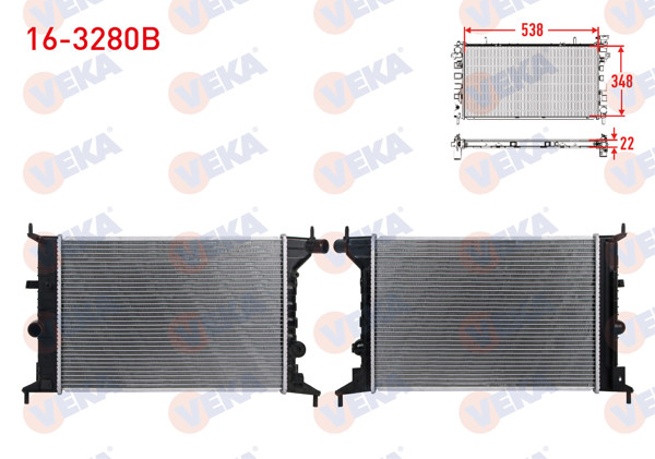 VEKA 16-3280B | Su Radyatörü Brazing Opel Vectra B 1.6İ-1.8İ-2.0İ M-T 1993-2003