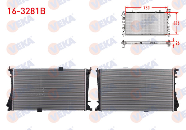 VEKA 16-3281B | Su Radyatörü Brazing Opel Vivaro A 2.0 CDTI 2002-/ Renault Traffic II 2.0 DCI 2001-2014