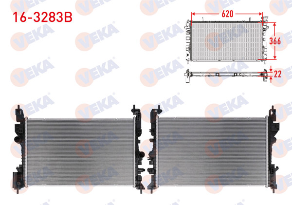 VEKA 16-3283B | Su Radyatörü Brazing Opel Adam 1.4 S 2014-2019 / Corsa E 1.4, 1.4 Turbo 2014-/ A-T