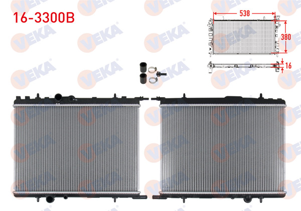 VEKA 16-3300B | Su Radyatörü Mekanik (Universal Tip) Peugeot Partner (5,5F) 1.9 D M-T 1996-2008