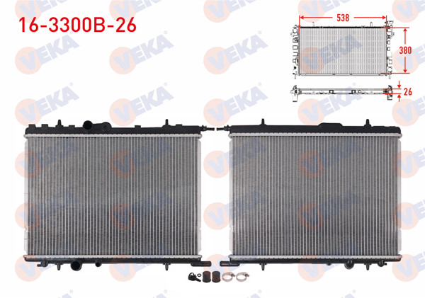 VEKA 16-3300B-26 | Su Radyatörü Brazing (Universal Tip) Peugeot Partner (5,5F) 1.9 D M-T 1996-2008
