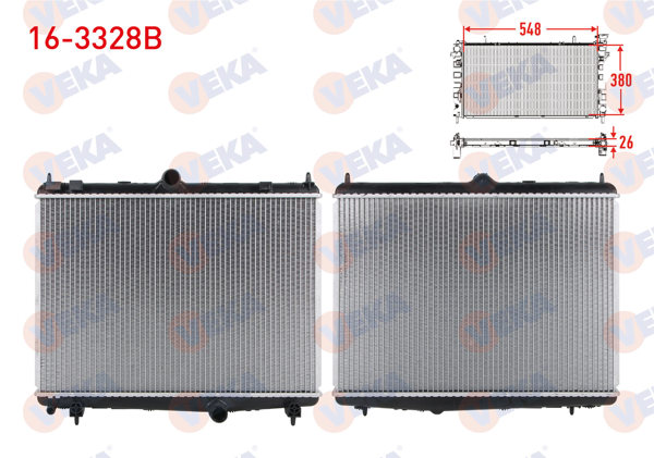 VEKA 16-3328B | Su Radyatörü Brazing Peugeot 508 I 1.6 HDI, 1.6 E-HDI, 1.6 Thp, 1.6 VTI, 2.0 HDI, 2.0 Bluehdı 2010-2018 / 407 2.0 HDI 2009-/ Citroen C5 III (X7) 1.6 HDI, 1.6 E-HDI, 1.6 Thp, 2.0 HDI At-Mt 2009-2015