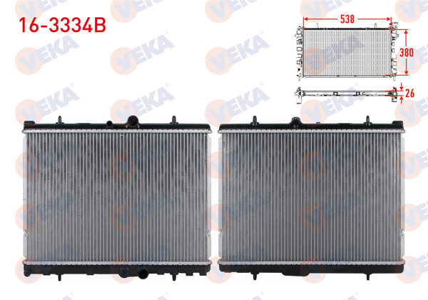 VEKA 16-3334B | Su Radyatörü Brazing Peugeot 407 (6D) 2.0 HDI A-T Ac + /-2004-2011