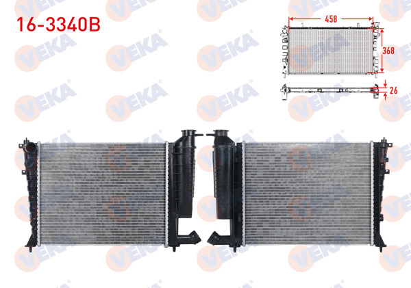 VEKA 16-3340B | Su Radyatörü Brazing Citroen Xsara 1.4-1.6-1.8 1997-2005 / Peugeot 306 1.4İ-1.6İ 1993-2002