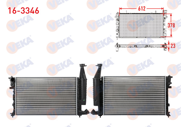 VEKA 16-3346 | Su Radyatörü Mekanik Peugeot Partner 1.4, 1.6 1996-2008 / Citroen Berlingo 1.4, 1.6 1996-2008