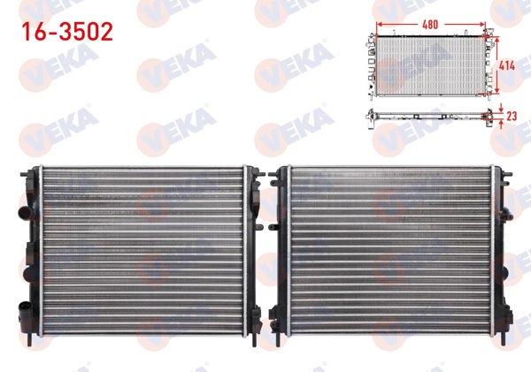 VEKA 16-3502 | Su Radyatörü Mekanik M-T Renault Clio II 1.5 DCI-1.4-1.6 1998-2005 / Kangoo 1.5 DCI 1998-2008 / Symbol II 1.5 DCI 2008-2012 / Dacia Logan 1.5 DCI-1.4 2004-2012 / Sandero 1.5 DCI-1.4 2008-2013