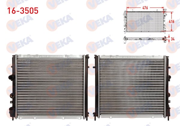 VEKA 16-3505 | Su Radyatörü Mekanik Renault Kangoo (Kc0 / 1) 1.9 D M-T 1998-2008