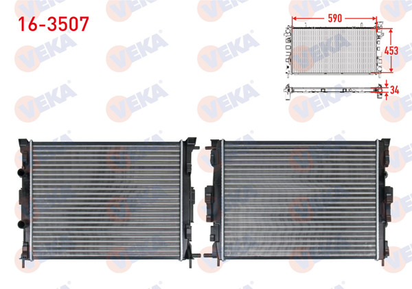 VEKA 16-3507 | Su Radyatörü Mekanik Renault Megane II (Bm0 / 1,Cm0 / 1) 1.5 DCI A-T / M-T 2002-2008