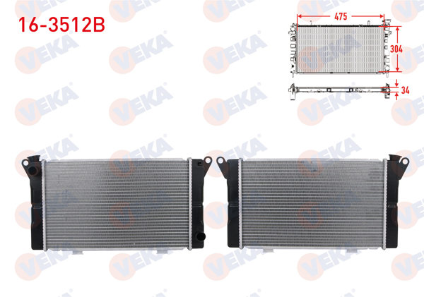 VEKA 16-3512B | Su Radyatörü Brazing Kalınlık 32mm Renault R12 1.3-1.4 1971-2000