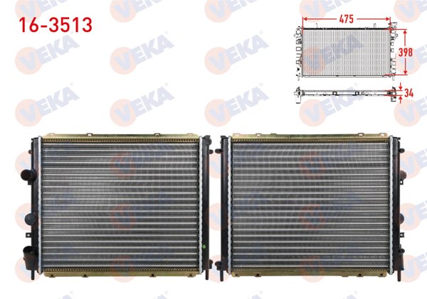 VEKA 16-3513 | Su Radyatörü Mekanik Renault Clio II (Bb0 / 1 / 2,Cb0 / 1 / 2) 1.2 M-T 1998-2005