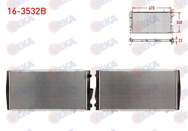 VEKA 16-3532B | Su Radyatörü Brazing Renault R21 (B48,L48) Optıma 1.7 M-T 1986-1993