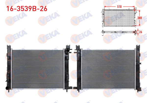 VEKA 16-3539B-26 | Su Radyatörü Brazing Clio IV 1.5 DCI Symbol III 1.5 DCI 12-Captur 1.5 DCI 18-/ Duster 1.5 DCI 19-Sandero II 1.2,1.5 DCI 12-Lodgy 1.5 DCI Dokker 1.5 DCI 12-Logan I, Stepway 08-15 1.5 DCI Klnlk 26mm