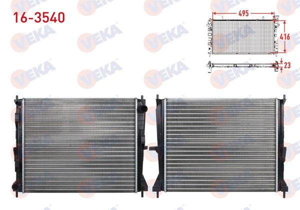 VEKA 16-3540 | Su Radyatörü Mekanik Renault Clio III (Br0 / 1,Cr0 / 1) 1.5 DCI A-T / M-T 2005-2012