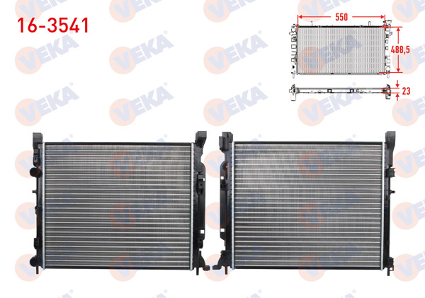VEKA 16-3541 | Su Radyatörü Mekanik Renault Kangoo (Kw0 / 1) 1.5 DCI 6 Vites M-T Ac + 2008 -