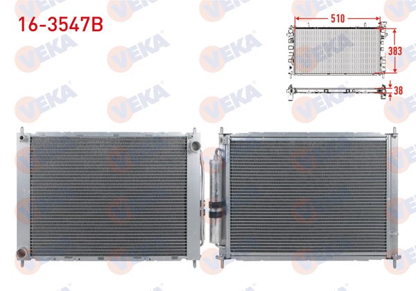 VEKA 16-3547B | Su Radyatörü Brazing + Klima Radyatör Tuplu Renault Clio III (Br0 / 1,Cr0 / 1) 1.5 DCI M-T Ac + 2005-2012