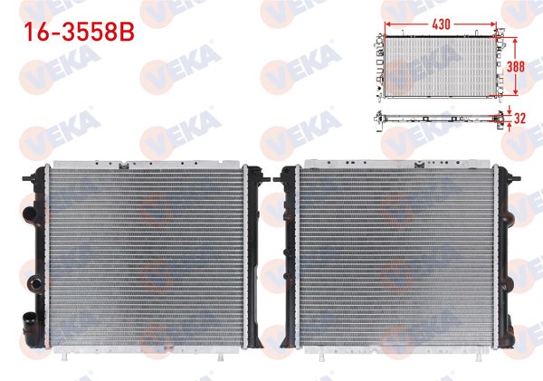 VEKA 16-3558B | Su Radyatörü Brazing Renault R19 1.4 (Enjeksıyonlu) A-T / M-T Ac + 1988-1996