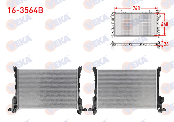 VEKA 16-3564B | Su Radyatörü Brazing Renault Traffic III (Jg_) 1.6 DCI M-T Ac-115Ps 2014 -