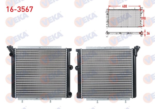 VEKA 16-3567 | Su Radyatörü Mekanik 3 Sıralı Super Renault 9 1.4-1.6 Karburatorlu 1985-2000 / Renault 11 1.6 1983-1995