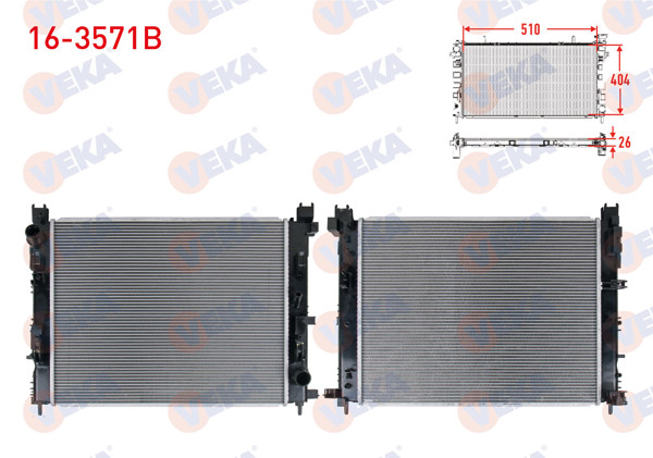 VEKA 16-3571B | Su Radyatörü Brazing (5mmfin) Dacia Duster 1.5 DCI M-T 2017 -