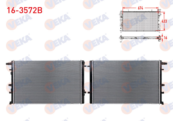 VEKA 16-3572B | Ek Su Radyatörü Brazing Renault Megane IV 1.2 TCE-1.3 TCE-1.5 DCI Euro 6 2016-/ Kangoo 1.5 DCI Euro 6 2018 -
