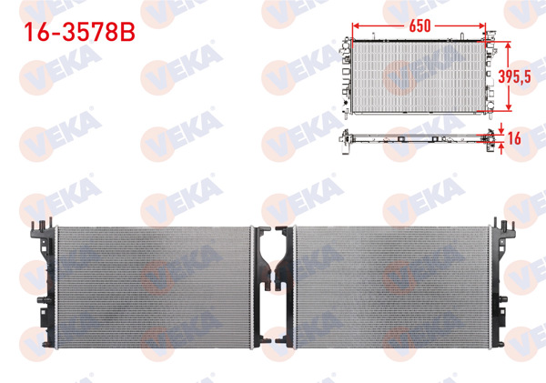 VEKA 16-3578B | Su Radyatörü Brazing Dacia Duster 1.5 DCI 2010-/ Lodgy 1.5 DCI 2012-/ Bluedci 2018 -