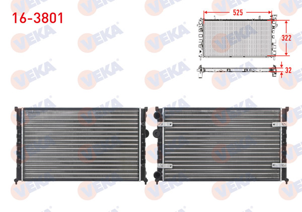 VEKA 16-3801 | Su Radyatörü Mekanik Seat Cordoba (6K2) 1.4-1.6 M-T 1999-2002 / Ibiza (6K1) 1.4-1.6İ M-T 1999-2002 / VW Polo Classic (6Kv2) 1.4-1.6 M-T 1995-2001
