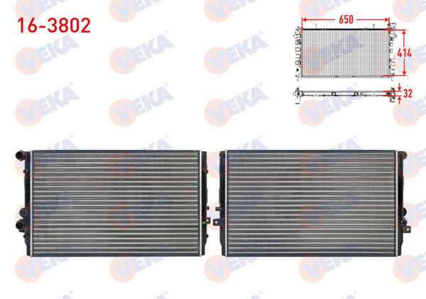 VEKA 16-3802 | Su Radyatörü Mekanik Seat Leon (1M1) 1.9 TDI 1999-2006 / Toledo II (1M2) 1.9 TDI 1999-2006 / VW Bora (1J2) 1.9 TDI 1998-2005 / Golf IV (1J1) 1.9 TDI 1997-2005