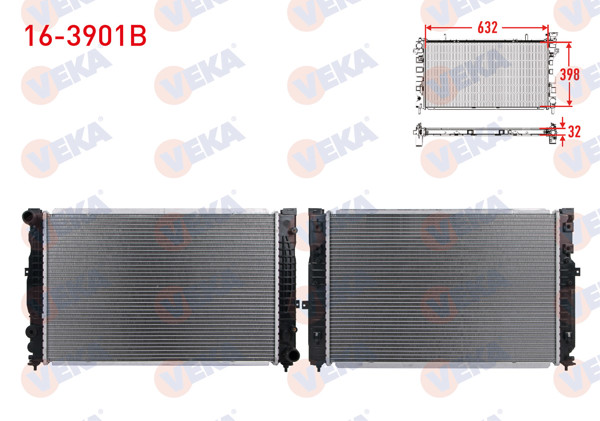 VEKA 16-3901B | Su Radyatörü Brazing Skoda Superb (3U4) 2.5 TDI-2.8 M-T 2002-2010 / VW Passat (3B3) 2.5 TDI-2.8 Vr6 M-T 2005-2005