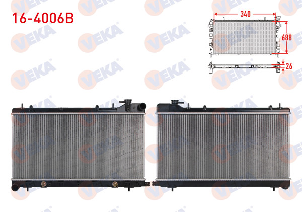VEKA 16-4006B | Su Radyatörü Brazing Subaru Forester (Sf) 2.0 S Awd A-T 1995-2002 / Impreza (Gc) 1.6İ Awd 1992-2000