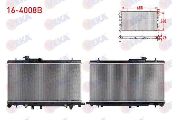 VEKA 16-4008B | Su Radyatörü Brazing Subaru Impreza (Gd,Gg) 1.5İ-1.6İ-2.0İ A-T Awd 2000-2007 / Legacy III (Be,Bh) 2.0İ-2.5İ A-T Awd 1998-2003 / Outback (Be, Bh) 2.5 A-T Awd 1998-2003