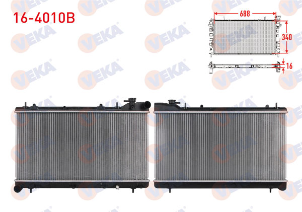 VEKA 16-4010B | Su Radyatörü Brazing Subaru Forester 2.0 M-T 1997-2002 / Impreza 1.6-1.8-2.0 M-T 1993-2000