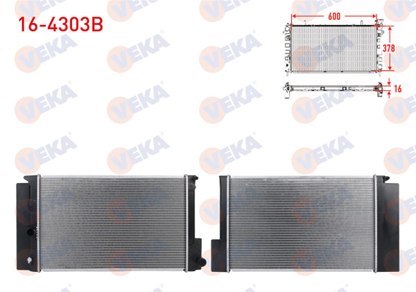 VEKA 16-4303B | Su Radyatörü Brazing Toyota Corolla 1.33 / 1.6 M-T Ac + /-2012 -